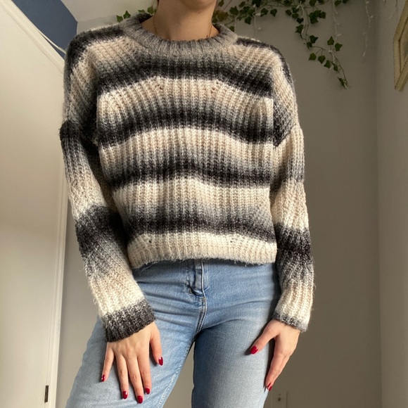 ONLY Grey Striped Knit Sweater - Picture 1 of 4